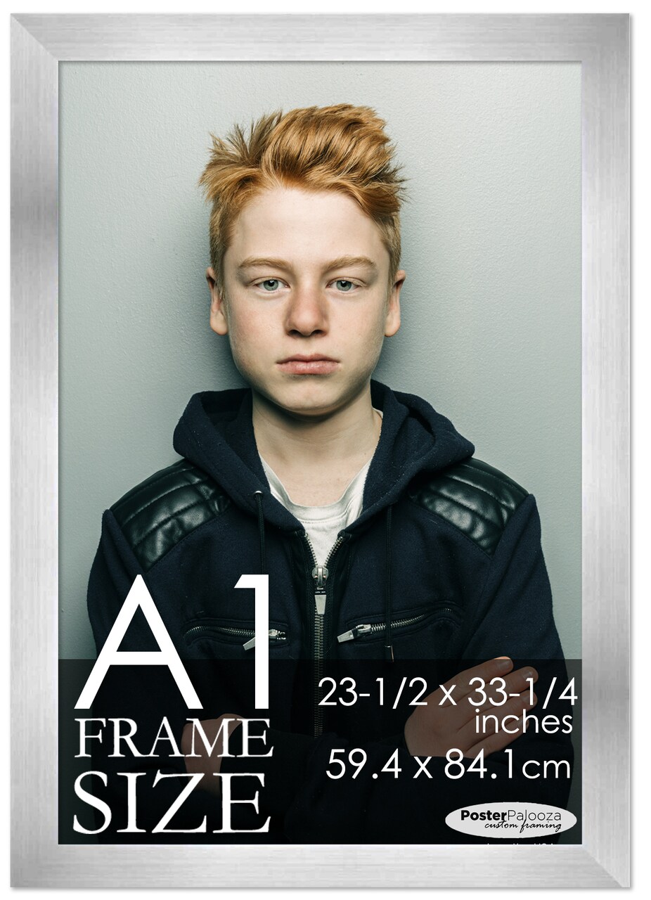 A1 Frame Silver Modern Minimalist 23.5x33.25 Frame - Wood A1 Picture Frame, UV Acrylic